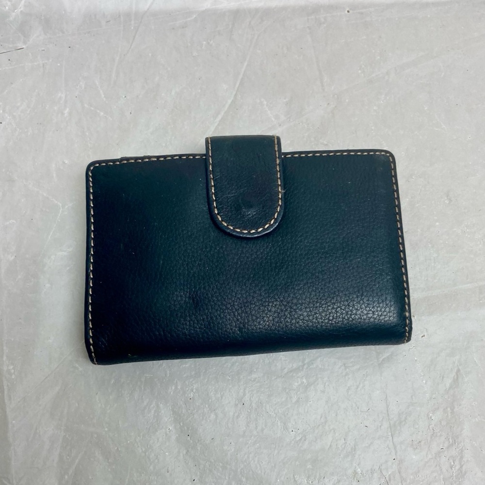 Vintage, Black Leather, Compact, Kisslock Coin Wallet 5.5in  x 3.5in